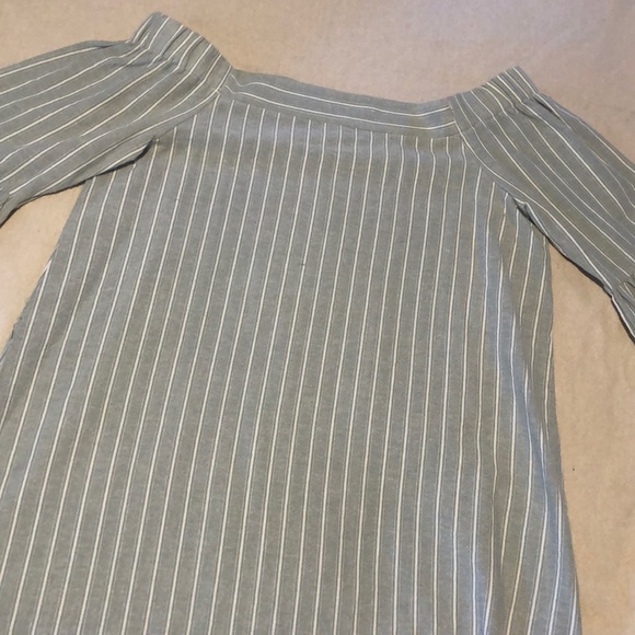 off the shoulder, white &mint green stripped dress - Picture 1 of 4
